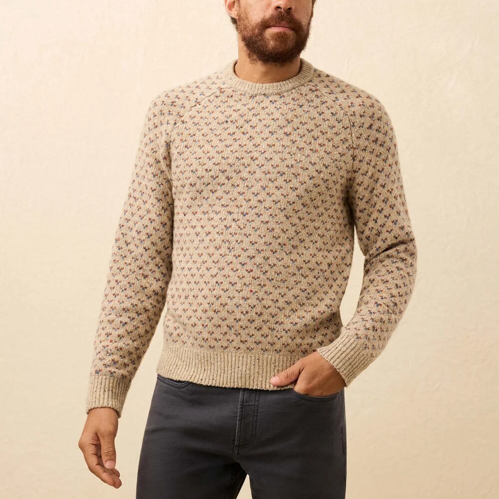 Faherty Donegal Crewneck Oat Birdseye Marled Wool Alpaca Sweater XL NEW Pullover